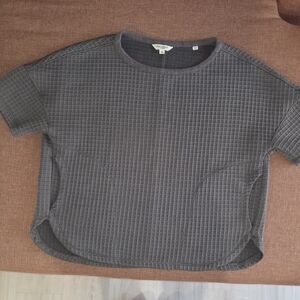 Max Studio London Women's Gris Gray Quilted Textured Short Sleeve Pocket Top XS